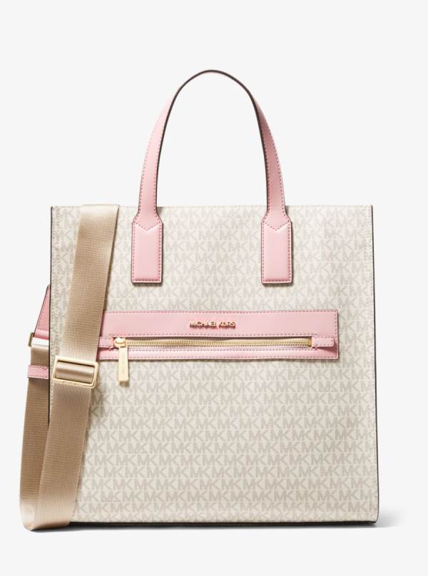 Damske Prenosná Taška Michael Kors Kenly Large Logo Ruzove Biele - Kabelky Michael Kors Sleva | HZNTJ-8201